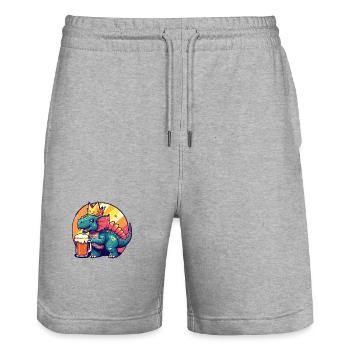 Dinosaurier triceratops Bier Comic - Stanley/Stella Unisex Bio Joggingshorts Trainer  - Grau meliert - Vorne - Nik (191cm) & Marisol (170cm)