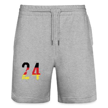 Maillot 24 Numéro Allemagne - Short de jogging bio TRAINER Stanley/Stella unisexe - gris chiné - Devant - Nik (191cm) & Marisol (170cm)