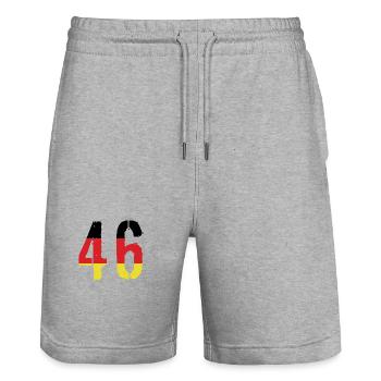 Maillot 46 Numéro Allemagne - Short de jogging bio TRAINER Stanley/Stella unisexe - gris chiné - Devant - Nik (191cm) & Marisol (170cm)