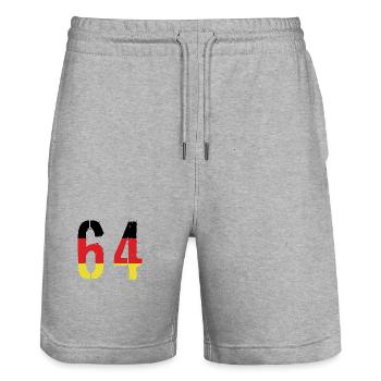 64 Number Germany Jersey - Stanley/Stella Trainer Unisex Organic Jogging Shorts - heather grey - Front - Nik (191cm) & Marisol (170cm)