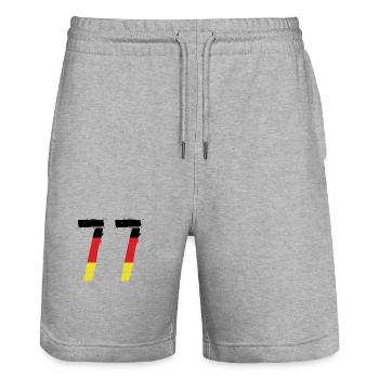 77 Zahl Deutschland Trikot - Stanley/Stella Unisex Bio Joggingshorts Trainer  - Grau meliert - Vorne - Nik (191cm) & Marisol (170cm)