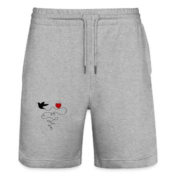 Hummingbird Travel Heart - Stanley/Stella Trainer Unisex Organic Jogging Shorts - heather grey - Front - Nik (191cm) & Marisol (170cm)