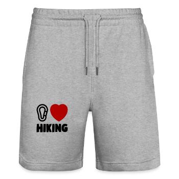 J’adore la randonnée Randonnée Cœur Chers randonneurs - Short de jogging bio TRAINER Stanley/Stella unisexe - gris chiné - Devant - Nik (191cm) & Marisol (170cm)
