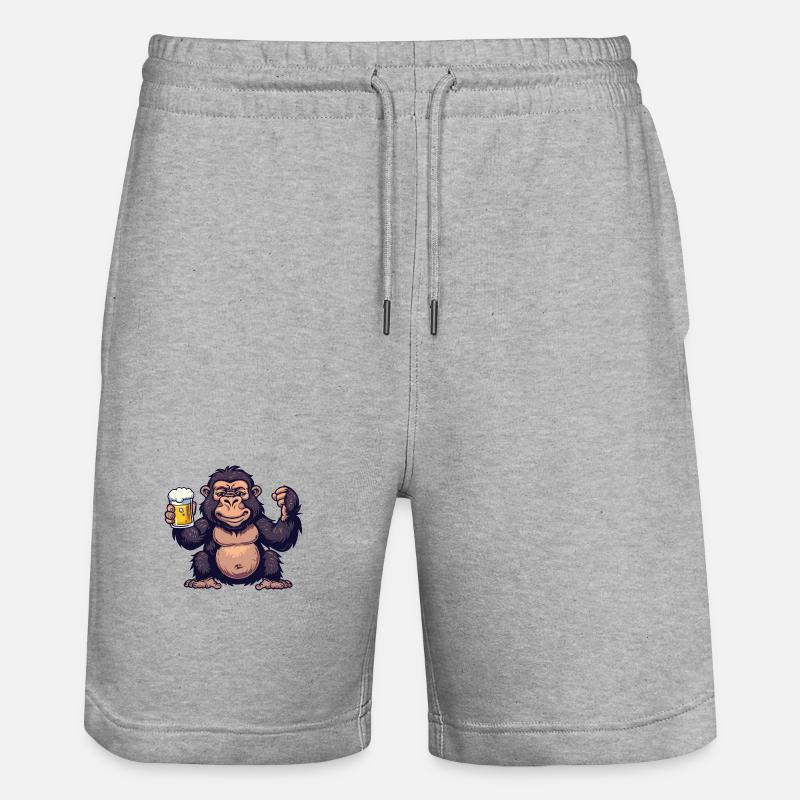 Gorilla Bier Comic Party - Stanley/Stella Unisex Bio Joggingshorts Trainer  - Grau meliert