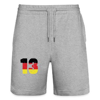 13 Zahl Trikot Deutschland - Stanley/Stella Unisex Bio Joggingshorts Trainer  - Grau meliert - Vorne - Nik (191cm) & Marisol (170cm)
