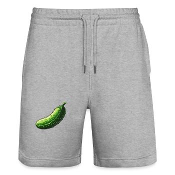 Gurke Pixel Gamer - Stanley/Stella Unisex Bio Joggingshorts Trainer  - Grau meliert - Vorne - Nik (191cm) & Marisol (170cm)