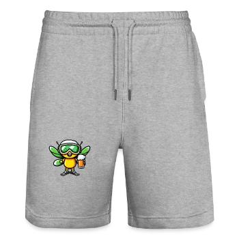 Libelle Ski Bier - Stanley/Stella Unisex Bio Joggingshorts Trainer  - Grau meliert - Vorne - Nik (191cm) & Marisol (170cm)