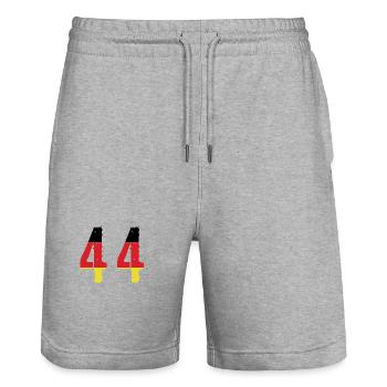 Maillot 44 Numéro Allemagne - Short de jogging bio TRAINER Stanley/Stella unisexe - gris chiné - Devant - Nik (191cm) & Marisol (170cm)