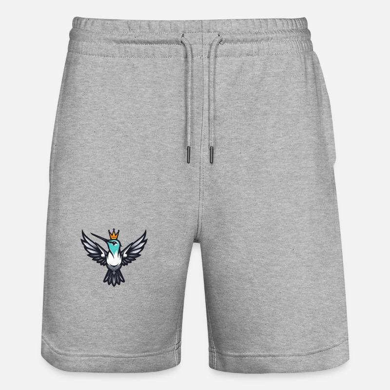 Kolibri Vogel Comic Krone - Stanley/Stella Unisex Bio Joggingshorts Trainer  - Grau meliert