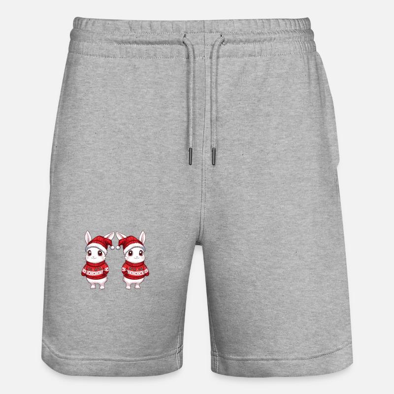 L’équipe de Noël des lapins - Short de jogging bio TRAINER Stanley/Stella unisexe - gris chiné