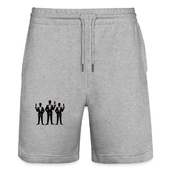 Enterrement de vie de garçon de mariage marié - Short de jogging bio TRAINER Stanley/Stella unisexe - gris chiné - Devant - Nik (191cm) & Marisol (170cm)