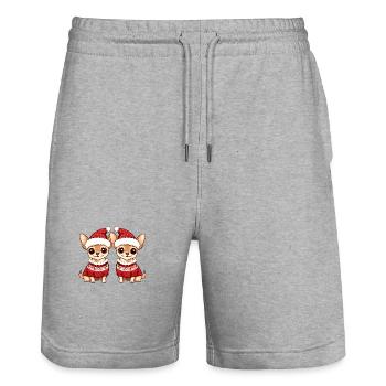 Chihuahua Hund Weihnachten Team - Stanley/Stella Unisex Bio Joggingshorts Trainer  - Grau meliert - Vorne - Nik (191cm) & Marisol (170cm)