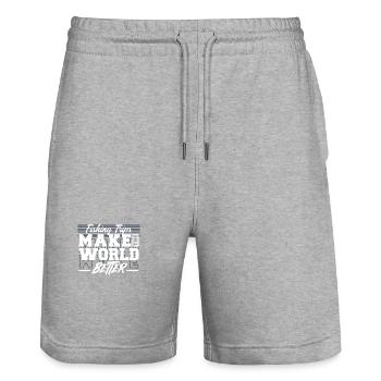 Fishing Trips Make The World Better - Stanley/Stella Trainer Unisex Organic Jogging Shorts - heather grey - Front - Nik (191cm) & Marisol (170cm)