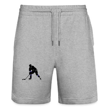 Ice Hockey Spieler Symbol - Stanley/Stella Unisex Bio Joggingshorts Trainer  - Grau meliert - Vorne - Nik (191cm) & Marisol (170cm)