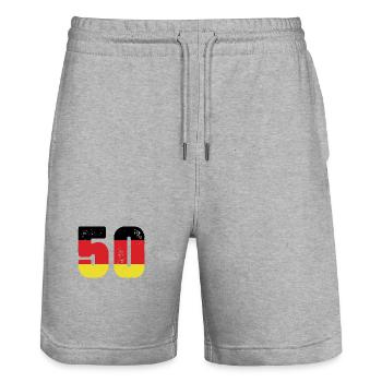 Maillot 50 numéros Allemagne - Short de jogging bio TRAINER Stanley/Stella unisexe - gris chiné - Devant - Nik (191cm) & Marisol (170cm)