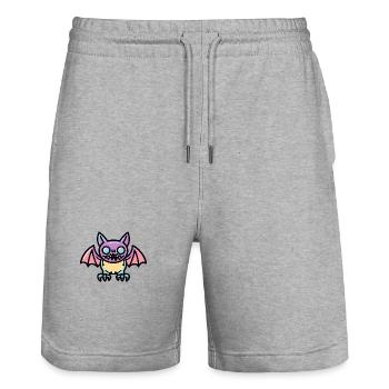 Fledermaus Halloween Comic Lustig - Stanley/Stella Unisex Bio Joggingshorts Trainer  - Grau meliert - Vorne - Nik (191cm) & Marisol (170cm)