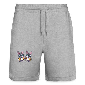 Bière Hase Ski Team - Short de jogging bio TRAINER Stanley/Stella unisexe - gris chiné - Devant - Nik (191cm) & Marisol (170cm)
