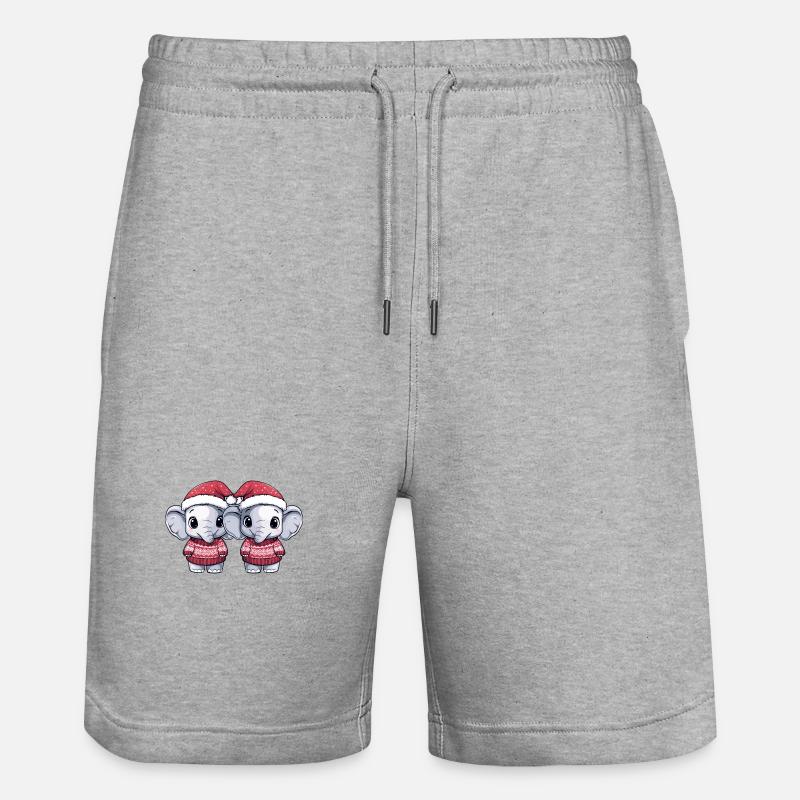 L’équipe de Noël des éléphants - Short de jogging bio TRAINER Stanley/Stella unisexe - gris chiné