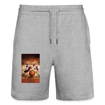 Poster Ameise Poster Basketball spielen T 1 - Stanley/Stella Unisex Bio Joggingshorts Trainer  - Grau meliert - Vorne - Nik (191cm) & Marisol (170cm)