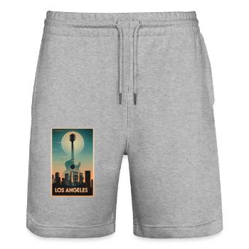 Poster poster design guitar and Los Angeles - Stanley/Stella Trainer Unisex Organic Jogging Shorts - heather grey - Front - Nik (191cm) & Marisol (170cm)