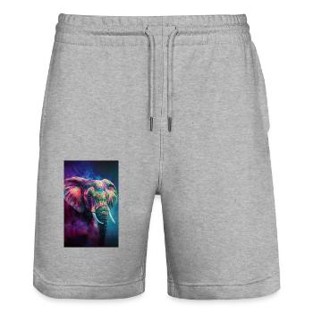 Elefanten Portrait - Stanley/Stella Unisex Bio Joggingshorts Trainer  - Grau meliert - Vorne - Nik (191cm) & Marisol (170cm)
