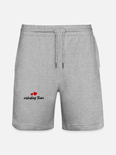 Wedding Team Heart - Stanley/Stella Trainer Unisex Organic Jogging Shorts - heather grey
