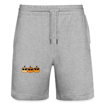 Citrouille Halloween - Short de jogging bio TRAINER Stanley/Stella unisexe - gris chiné - Devant - Nik (191cm) & Marisol (170cm)