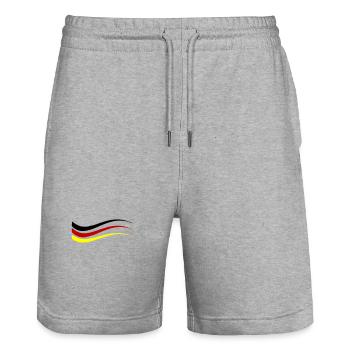 Deutschland Fahne Linie - Stanley/Stella Unisex Bio Joggingshorts Trainer  - Grau meliert - Vorne - Nik (191cm) & Marisol (170cm)