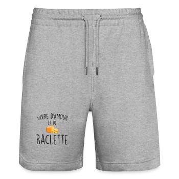 Leben von Liebe und Raclette - Stanley/Stella Unisex Bio Joggingshorts Trainer  - Grau meliert - Vorne - Nik (191cm) & Marisol (170cm)