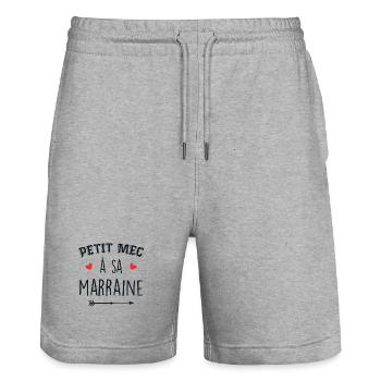 Little guy to his godmother - Stanley/Stella Trainer Unisex Organic Jogging Shorts - heather grey - Front - Nik (191cm) & Marisol (170cm)