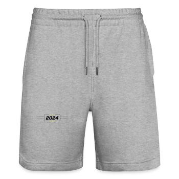 2024 Jahr - Stanley/Stella Unisex Bio Joggingshorts Trainer  - Grau meliert - Vorne - Nik (191cm) & Marisol (170cm)