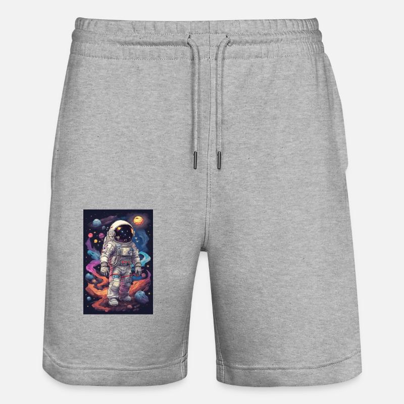 retro illustrations austronaut space - Stanley/Stella Unisex Bio Joggingshorts Trainer  - Grau meliert