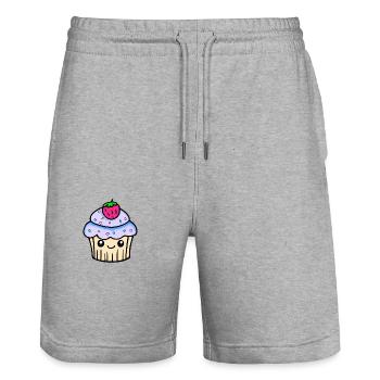 Süßer Cupcake kawaii - Stanley/Stella Unisex Bio Joggingshorts Trainer  - Grau meliert - Vorne - Nik (191cm) & Marisol (170cm)