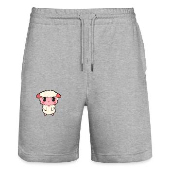 Douce petite brebis mignonne, regardez-la ! - Short de jogging bio TRAINER Stanley/Stella unisexe - gris chiné - Devant - Nik (191cm) & Marisol (170cm)