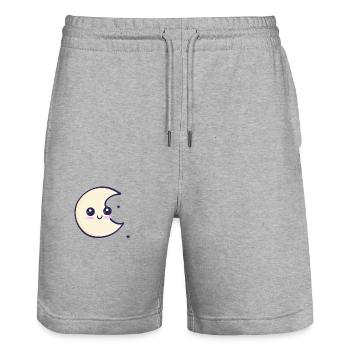 Mond mit Sternen - Stanley/Stella Unisex Bio Joggingshorts Trainer  - Grau meliert - Vorne - Nik (191cm) & Marisol (170cm)