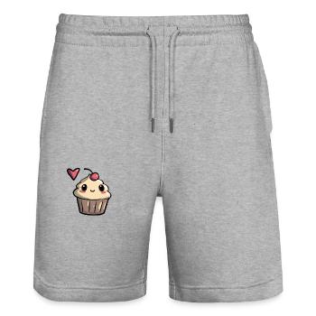 Cupcake plein d’amour - Short de jogging bio TRAINER Stanley/Stella unisexe - gris chiné - Devant - Nik (191cm) & Marisol (170cm)