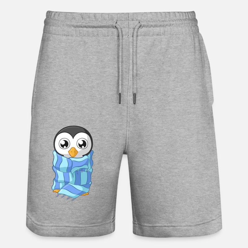 Frierender Comic Pinguin - Stanley/Stella Unisex Bio Joggingshorts Trainer  - Grau meliert