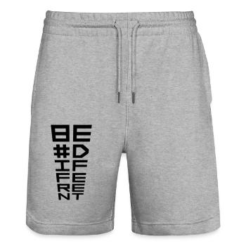 Be different Logo Design - Stanley/Stella Trainer Unisex Organic Jogging Shorts - heather grey - Front - Nik (191cm) & Marisol (170cm)