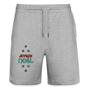 WEIHNACHTEN. FROHE WEIHNACHTEN. FROHE WEIHNACHTEN. NEUJAHR - Stanley/Stella Unisex Bio Joggingshorts Trainer  - Grau meliert - Vorne - Nik (191cm) & Marisol (170cm)
