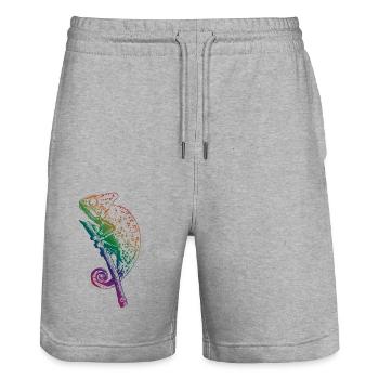 Chamäleon Eidechse Grafik Reptil Chamäleon Liebhaber - Stanley/Stella Unisex Bio Joggingshorts Trainer  - Grau meliert - Vorne - Nik (191cm) & Marisol (170cm)