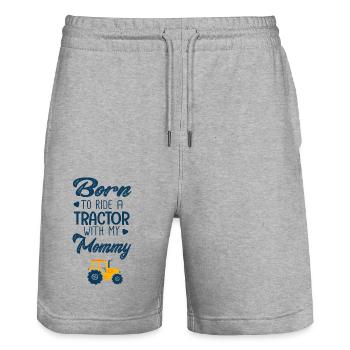 Born to drive a tractor with mom - Stanley/Stella Trainer Unisex Organic Jogging Shorts - heather grey - Front - Nik (191cm) & Marisol (170cm)