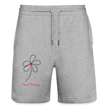 MAÎTRESSE. MERCI. MERCI MAÎTRESSE - Short de jogging bio TRAINER Stanley/Stella unisexe - gris chiné - Devant - Nik (191cm) & Marisol (170cm)