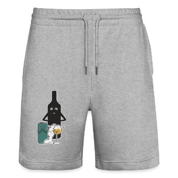 Bier in Weinglas - Stanley/Stella Unisex Bio Joggingshorts Trainer  - Grau meliert - Vorne - Nik (191cm) & Marisol (170cm)