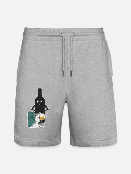 Bier in Weinglas - Stanley/Stella Unisex Bio Joggingshorts Trainer - Grau meliert