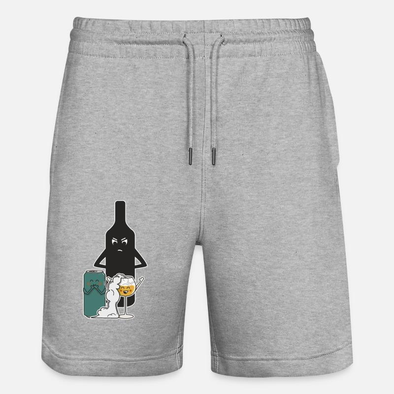 Bier in Weinglas - Stanley/Stella Unisex Bio Joggingshorts Trainer  - Grau meliert