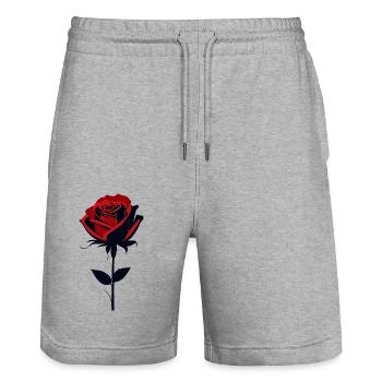 Rote Rose - Stanley/Stella Unisex Bio Joggingshorts Trainer  - Grau meliert - Vorne - Nik (191cm) & Marisol (170cm)
