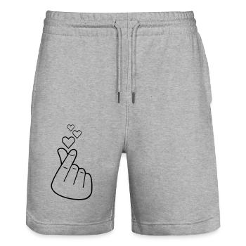 Love sign - Stanley/Stella Unisex Bio Joggingshorts Trainer  - Grau meliert - Vorne - Nik (191cm) & Marisol (170cm)
