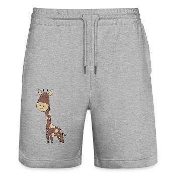 Giraffe - Stanley/Stella Unisex Bio Joggingshorts Trainer  - Grau meliert - Vorne - Nik (191cm) & Marisol (170cm)
