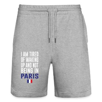 Paris Frankreich Cooler Spruch Reisen - Stanley/Stella Unisex Bio Joggingshorts Trainer  - Grau meliert - Vorne - Nik (191cm) & Marisol (170cm)