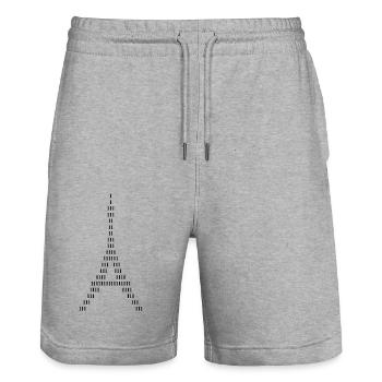 Silhouette des Eiffelturms aus Einsen - Stanley/Stella Unisex Bio Joggingshorts Trainer  - Grau meliert - Vorne - Nik (191cm) & Marisol (170cm)